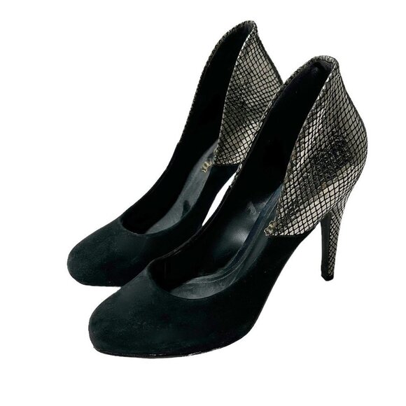 Aldo Women's Black Suede Silver Snakeskin High Heel Pump - Picture 4 of 5